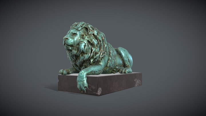 Lion sculpture bronze 3D Model