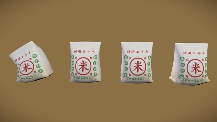 Five Buckets Of Rice 3D Model