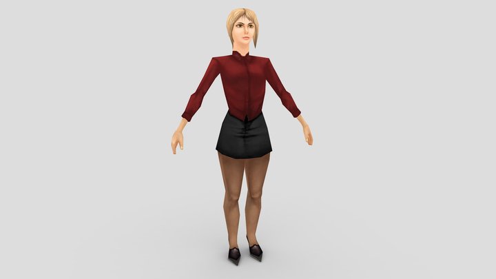 Female Secretary Character PSX 3D Model