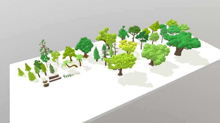 LowPoly Trees and Plants Pack 3D Model