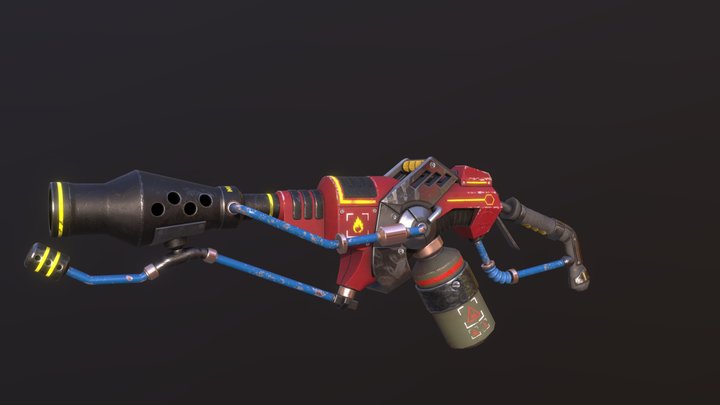 Pilim week challenge. Flame thrower. Lowpoly 3D Model