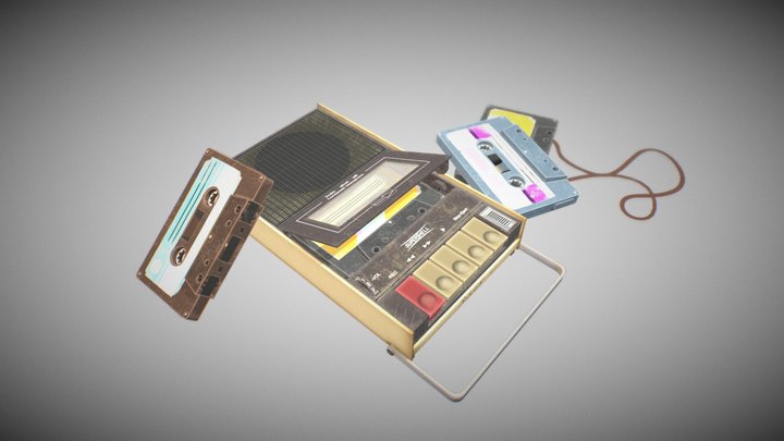 handpainted Recorder with tapes 3D Model