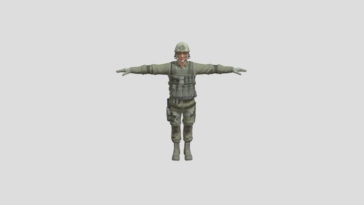 T-Pose Male Green Swat 3D Model