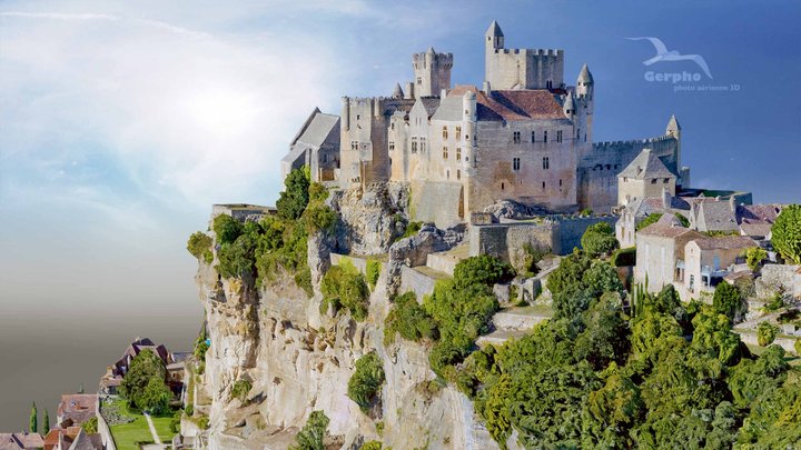 Medieval chateau and village 3D Model